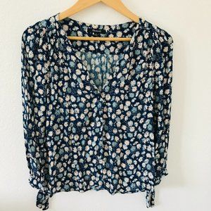 Madewell Floral Blouse, Women's Top, Sz Medium, Button Front, Light Wear